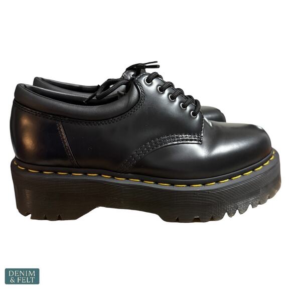 NEW Dr. Martens 8053 Leather‎ Platform Shoes Black Polished Smooth Quad Sole main image 9